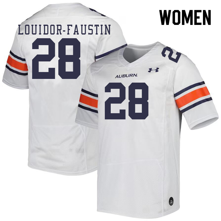 Women #28 Kensley Louidor-Faustin Auburn Tigers College Football Jerseys Stitched-White